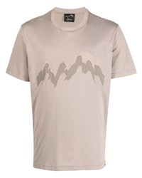 T-shirt girocollo stampata beige di Brioni