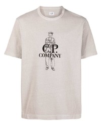 T-shirt girocollo stampata beige di C.P. Company
