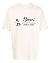 T-shirt girocollo stampata beige di Chocoolate