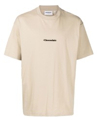 T-shirt girocollo stampata beige di Chocoolate