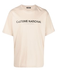 T-shirt girocollo stampata beige di costume national contemporary