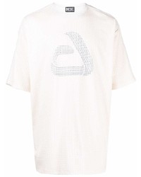 T-shirt girocollo stampata beige di Diesel