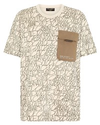 T-shirt girocollo stampata beige di Dolce & Gabbana