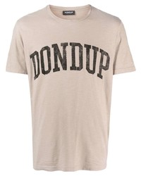 T-shirt girocollo stampata beige di Dondup
