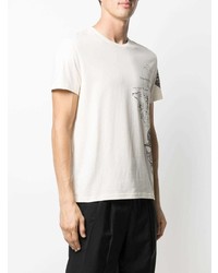 T-shirt girocollo stampata beige di Alexander McQueen