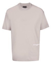 T-shirt girocollo stampata beige di Emporio Armani