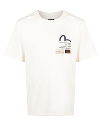 T-shirt girocollo stampata beige di Evisu