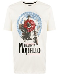 T-shirt girocollo stampata beige di Frankie Morello