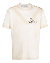 T-shirt girocollo stampata beige di Golden Goose