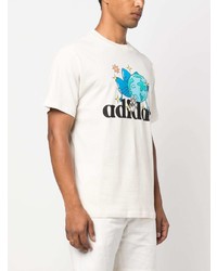 T-shirt girocollo stampata beige di adidas