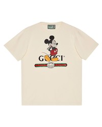 T-shirt girocollo stampata beige di Gucci