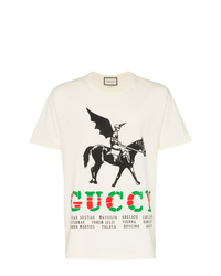 T-shirt girocollo stampata beige di Gucci