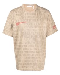 T-shirt girocollo stampata beige di Helmut Lang