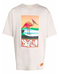 T-shirt girocollo stampata beige di Heron Preston