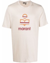 T-shirt girocollo stampata beige di Isabel Marant