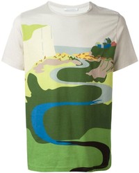 T-shirt girocollo stampata beige di J.W.Anderson