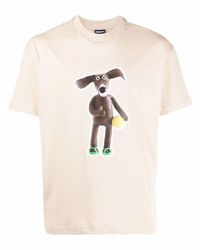 T-shirt girocollo stampata beige di Jacquemus