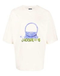 T-shirt girocollo stampata beige di Jacquemus