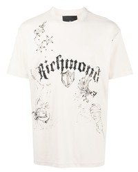 T-shirt girocollo stampata beige di John Richmond