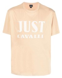 T-shirt girocollo stampata beige di Just Cavalli