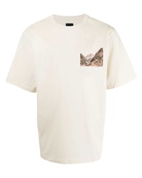 T-shirt girocollo stampata beige di Juun.J