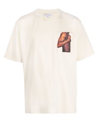 T-shirt girocollo stampata beige di JW Anderson