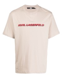 T-shirt girocollo stampata beige di Karl Lagerfeld