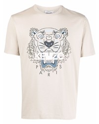 T-shirt girocollo stampata beige di Kenzo