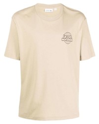 T-shirt girocollo stampata beige di Lacoste