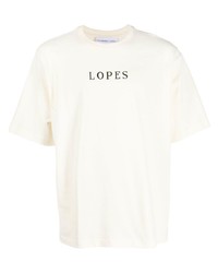 T-shirt girocollo stampata beige di Leandro Lopes