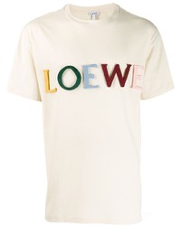 T-shirt girocollo stampata beige di Loewe