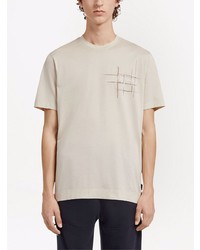 T-shirt girocollo stampata beige di Z Zegna