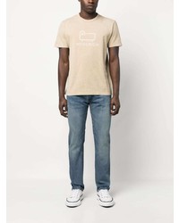 T-shirt girocollo stampata beige di Woolrich