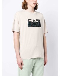 T-shirt girocollo stampata beige di Ea7 Emporio Armani