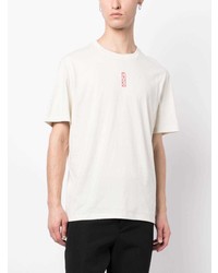 T-shirt girocollo stampata beige di Hugo