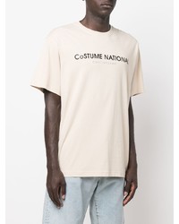 T-shirt girocollo stampata beige di costume national contemporary