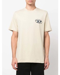 T-shirt girocollo stampata beige di Diesel