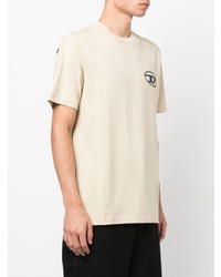 T-shirt girocollo stampata beige di Diesel