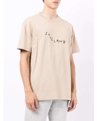 T-shirt girocollo stampata beige di Soulland