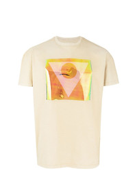 T-shirt girocollo stampata beige di Maison Margiela