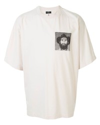 T-shirt girocollo stampata beige di Marcelo Burlon County of Milan