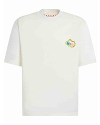 T-shirt girocollo stampata beige di Marni
