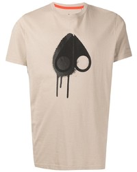 T-shirt girocollo stampata beige di Moose Knuckles