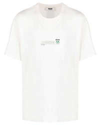T-shirt girocollo stampata beige di MSGM