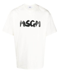 T-shirt girocollo stampata beige di MSGM