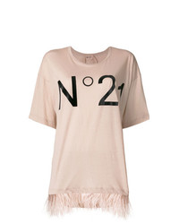 T-shirt girocollo stampata beige di N°21