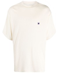 T-shirt girocollo stampata beige di Needles