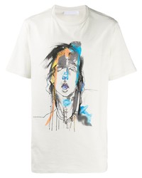 T-shirt girocollo stampata beige di Neil Barrett