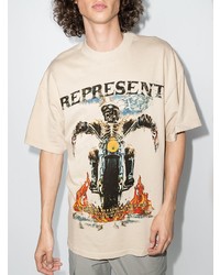 T-shirt girocollo stampata beige di Represent