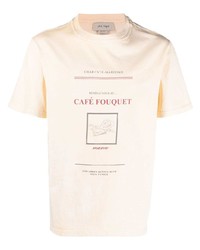 T-shirt girocollo stampata beige di Nick Fouquet
